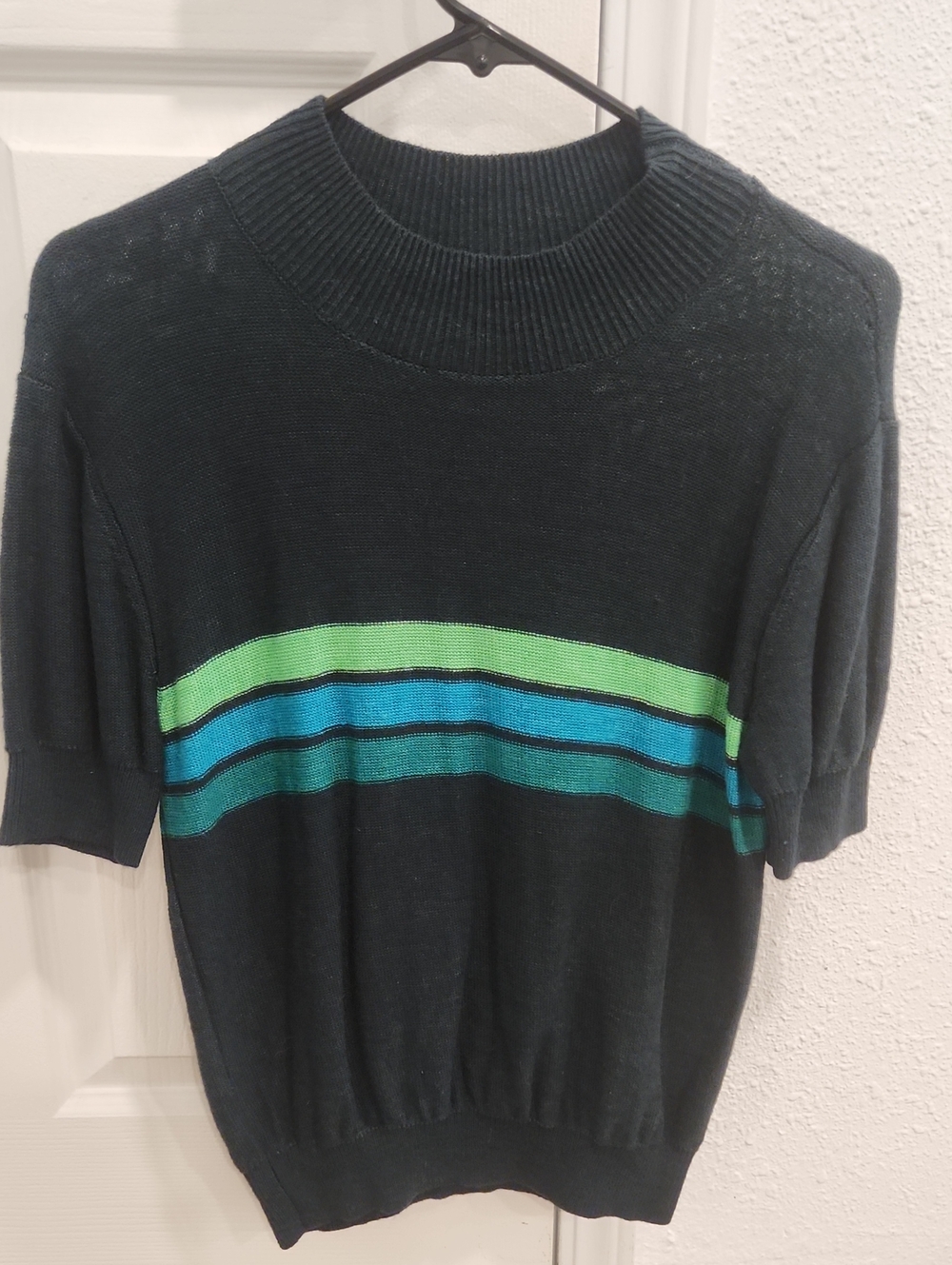 *Rare* Free People Crewneck Sweater with Green & Teal Stripes